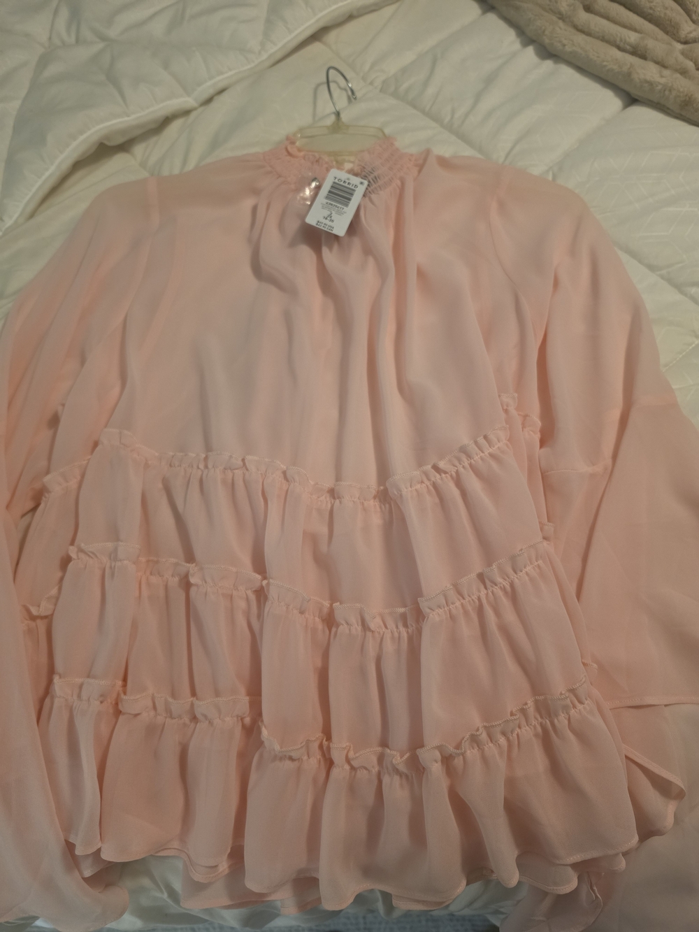 Torrid Almond Blossom Chiffon Ruffle Mock Neck Blouse 2X NWT